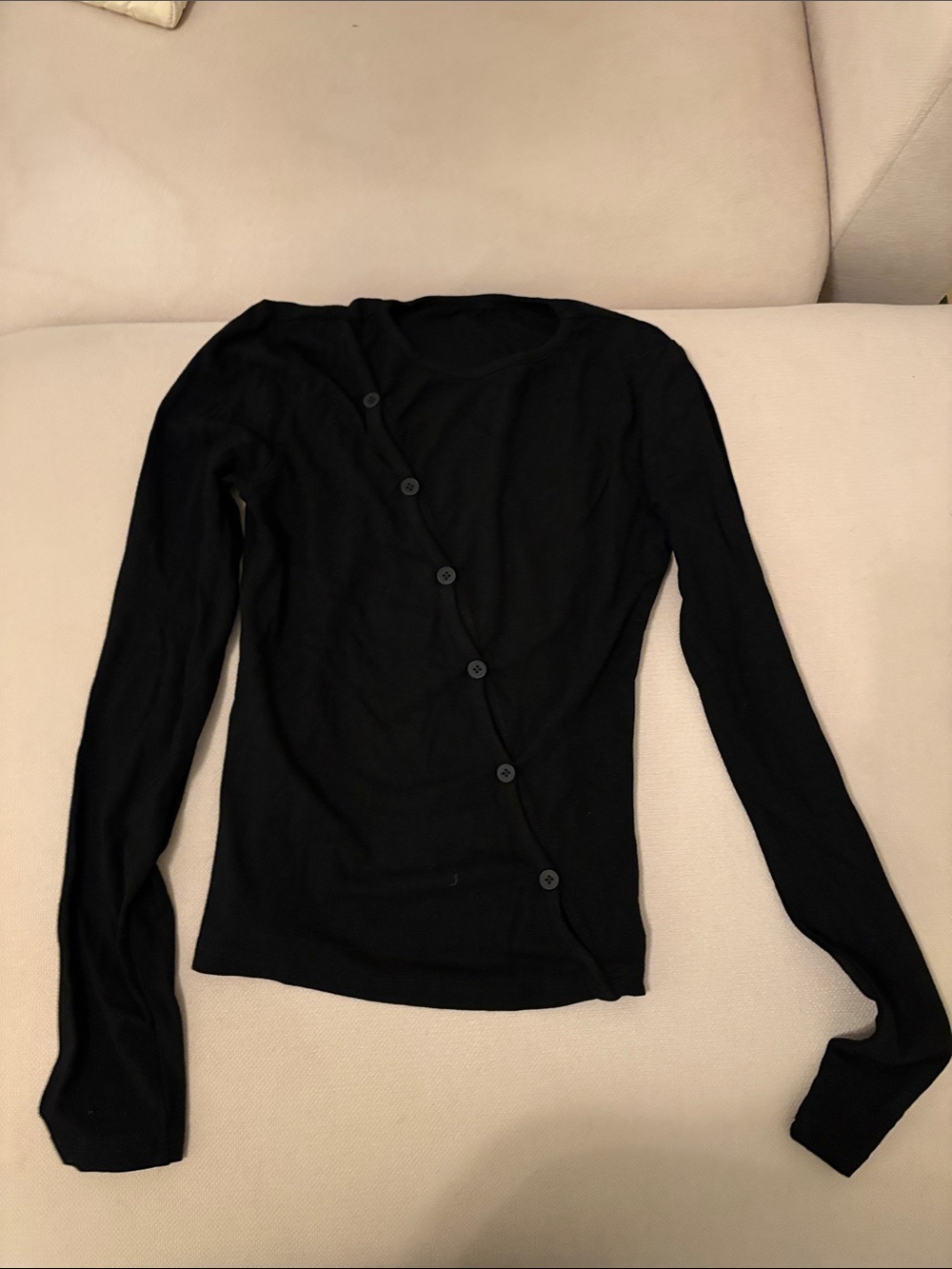 Women's Black Asymmetric Button-Front Top